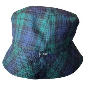 J. Crew Bucket Hat Womens Size S/M Black Watch Plaid Reverses To Black RN77388